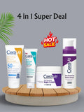 CeraVe 4-in-1 Skincare Kit | Cleanser, Night Cream, Retinol Serum & Sunscreen